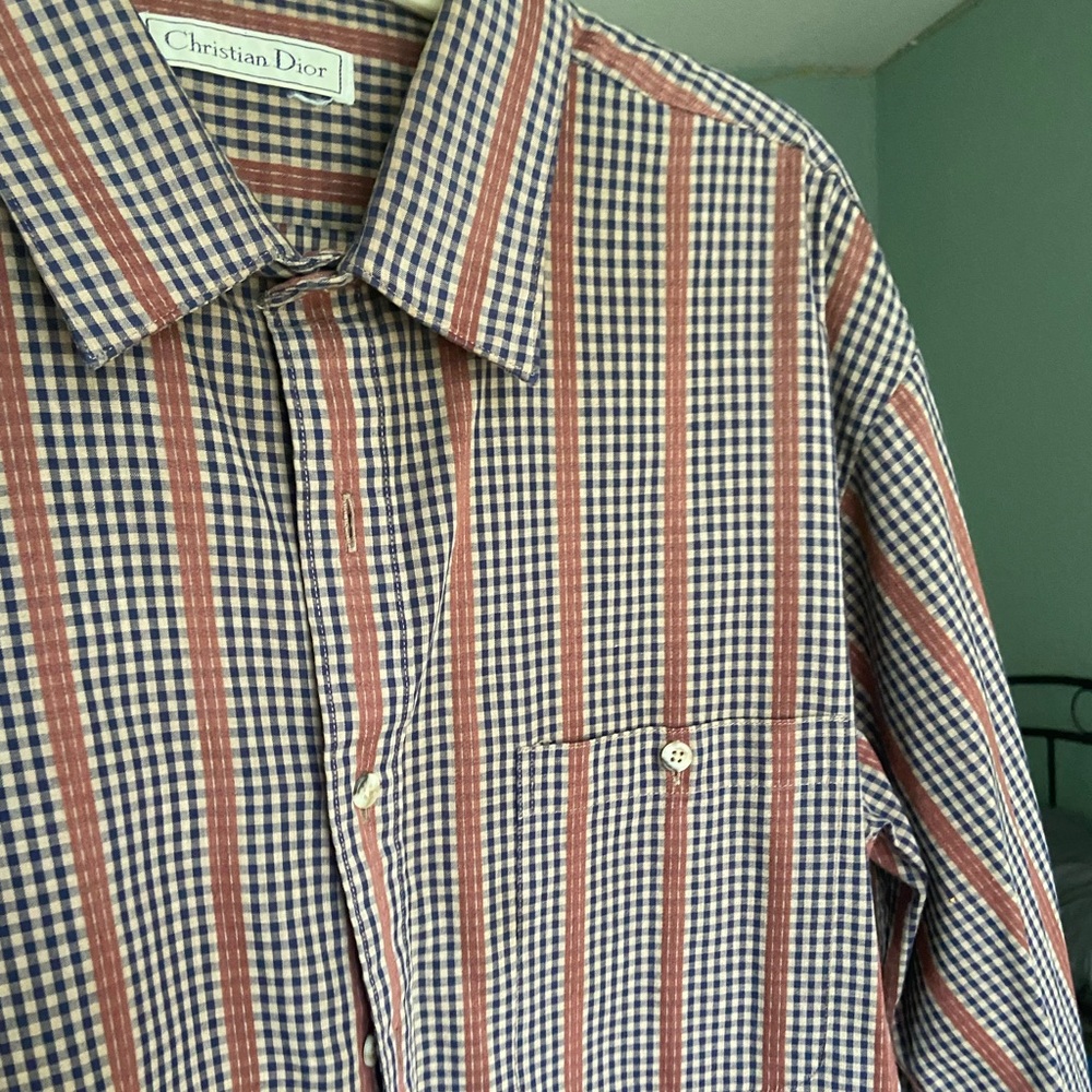 Christian Dior vintage mens striped dress shirt